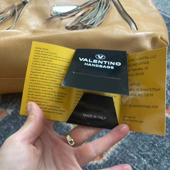 Authentic VALENTINO Alizee Almond Tote with Fringe Tassles - Picture 9 of 9